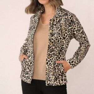 New Guillaume Leopard Print Stretch Jean Style Jacket Plus Size 1X bin 1J